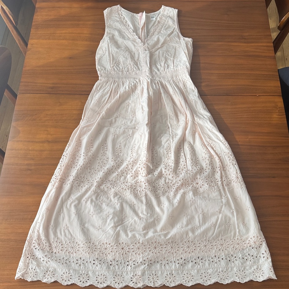 GAP Light Pink Eyelet Midi Dress